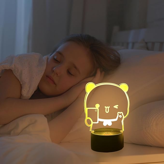Bear Shaped 3D Night Light Gifts, Cartoon Table Lamp with Remote Control Gifts for Girls Birthday Christmas Valentine