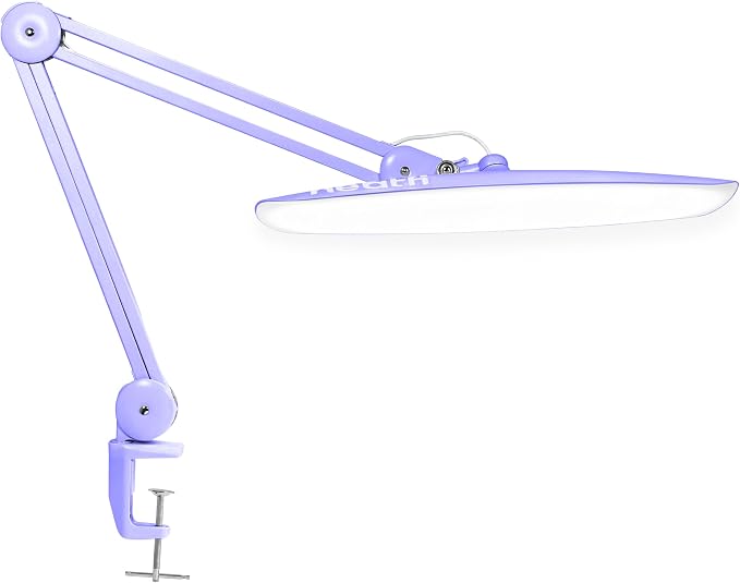 Neatfi XL 2200 Lumens 24W LED Desk Lamp – Shadow-Free Task Lighting | 4-Level Dimming | Home Office & Crafts Use | 20-Inch Wide Head (Lavender, Non-CCT with Clamp)