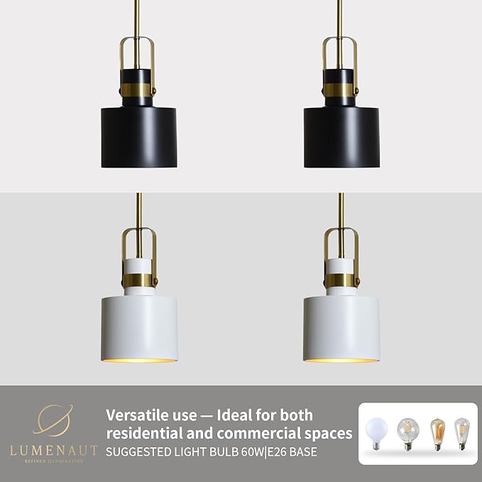 Pendant Kitchen Light – Adjustable Hanging Pendant Lights for Kitchen Island, Farmhouse Pendant Light, Modern Ceiling Lighting for Dining Room, Bathroom & Living Room - White