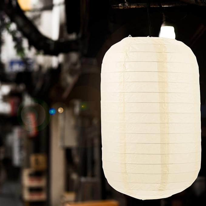 2Pcs Japanese Lantern Lamp : Beige Lanterns for Indoor Outdoor Home Yard Ramen Restaurant Decoration Japanese Paper Lanterns Hanging for Festival Decorations