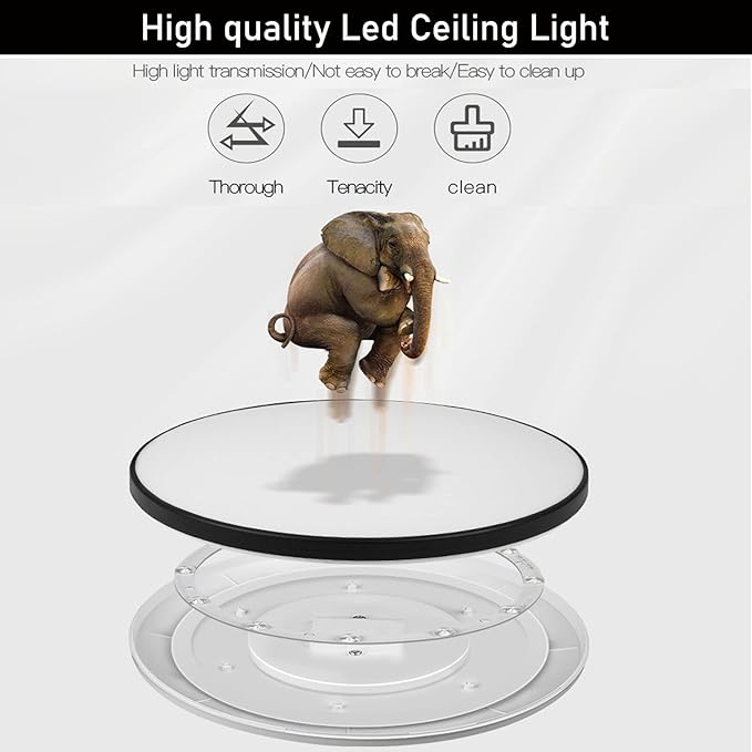 6Pack 12 Inch 3200LM Flush Mount LED Ceiling Lights,Black 28W Slim Ceiling Light Fixture Round Day White 6000K Thin Round Flat Ceiling Light 120V Surface LED Ceiling Light 300W Equivalent
