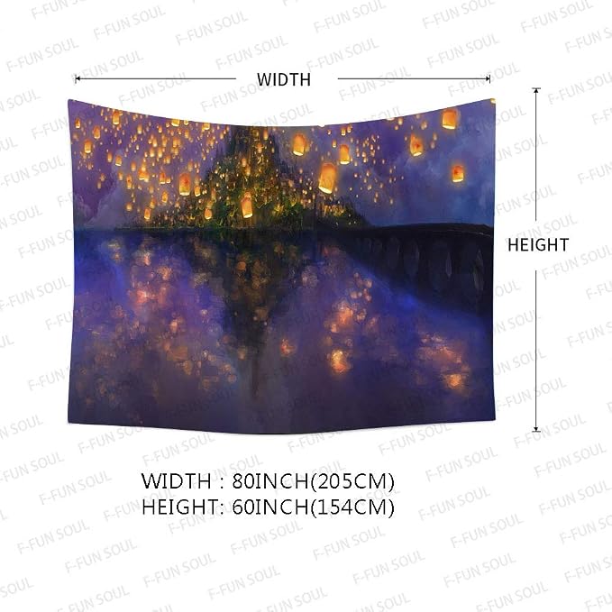 Night Castle Tapestry Cartoon Tapestries, Large Tapestry, 80x60inches | Lantern Fuzzy Wall Hanging Tapestries, Psychedelic Tapestry, Soft Flannel, Bedroom, Living Room, Office, Decor Banner