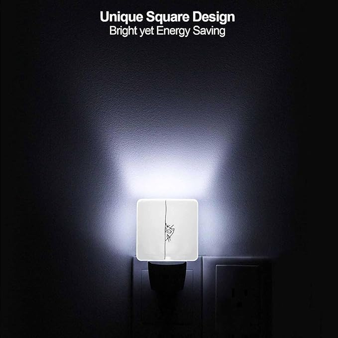 LED Night Light,Cat Peeking Out From Around The Corner LED Night Light Plug into Wall with Dusk to Dawn Light Sensor White Energy Efficient Nightlight for Bedroom Bathroom Hallway Living Room Kitchen