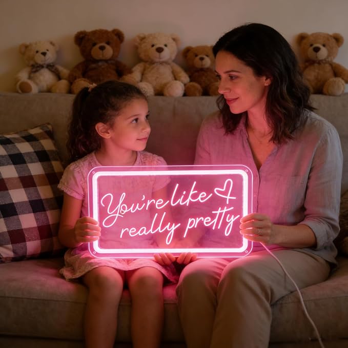 Your like really pretty neon sign 15 * 9 inch for pink room decor,neon signs with dimmer and USB for teen girl room decor