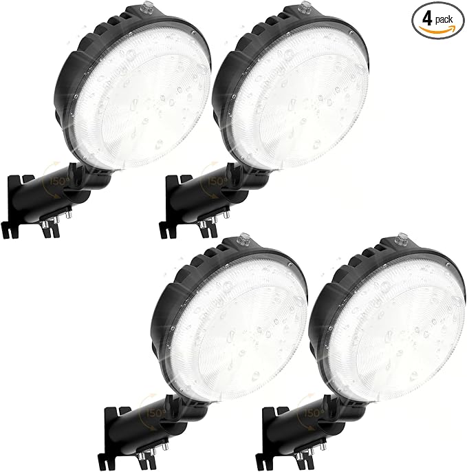 4-Pack 150W LED Barn Light Dusk to Dawn, 20000LM Outdoor Yard Light 6500K | Ultra Bright Security Light, Adjustable Angle, IP66 Waterproof, Photocell, AC110-120V, Lights Up Large Areas for Yard Barn