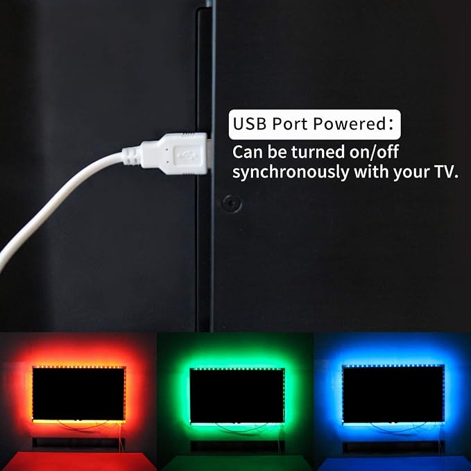 TV Backlight,12.5ft Music Sync Bluetooth TV Lights, 55-65" | USB Powered Smart Led Strip Lights, Immersive Behind TV LED Lights for Gaming, Movie