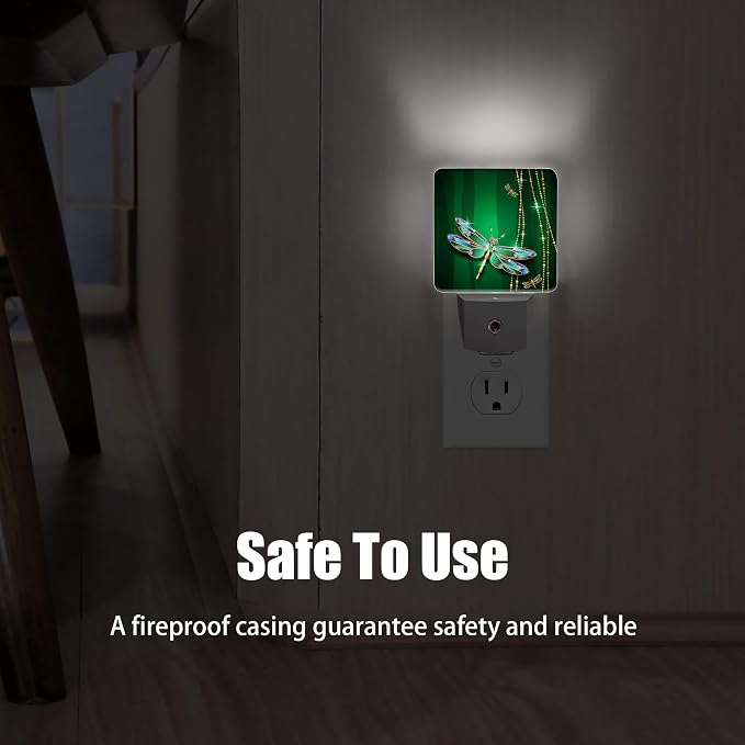 Mystical Dragonfly Night Light Plug in Wall Lamp Smart Dusk to Dawn Sensor for Home Decorative, Kids Room Bedroom Bathroom Kitchen Hallway Gifts