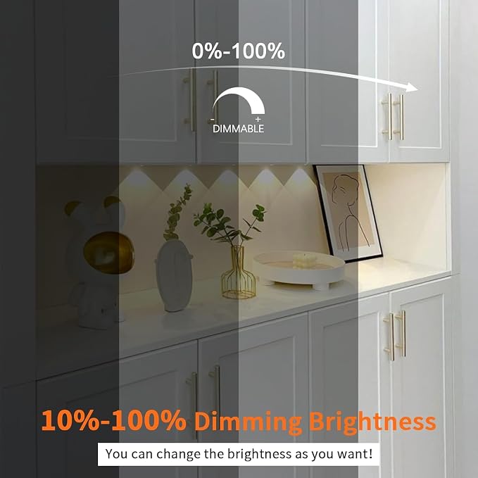 VST Under Cabinet Lights CCT 3000K-6000K, Puck Lights Color Temperature and Brightness Adjustable with Touch Switch and ETL Listed Led Driver, Plug in Led Light for Kitchen Under Cabinet 3pack