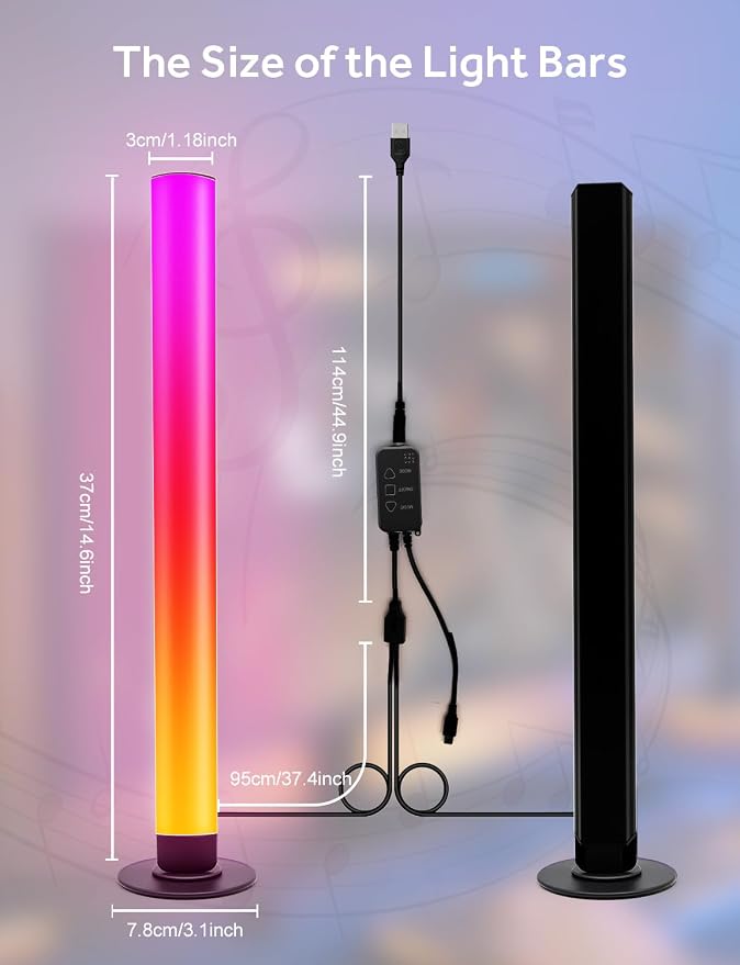 Smart LED Light Bars, Gaming Lights RGB Light Bar, 16 Million Colors Multiple Lighting Effects TV Backlights, APP Control, Remote Control, Music Sync for PC, Room Decorative, Ambient Lighting