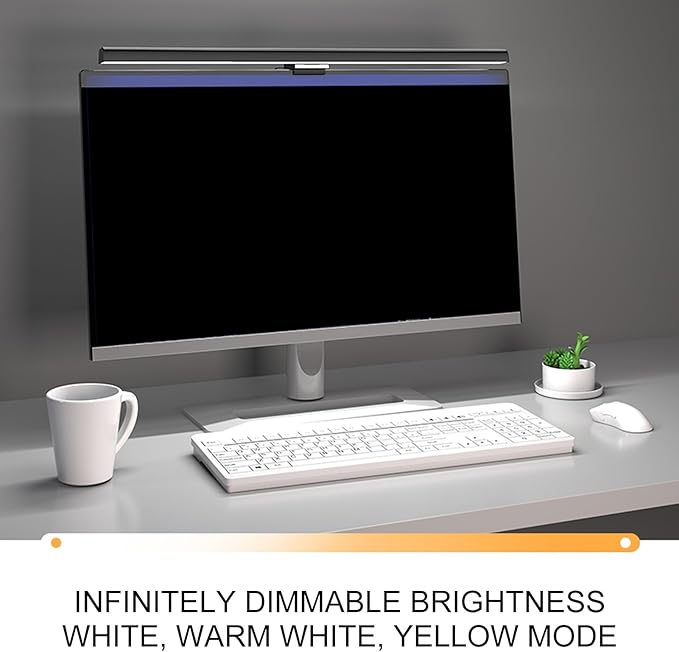 Zunate LED Screen Light Bar with Touch Control, Dimmable Computer Monitor Lamp, 3 Switchable Modes for Eye Care, Ideal for Desk, Office, Home Gaming (White)