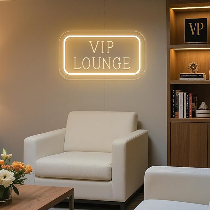 Vip Lounge Neon Sign Dimmable LED Neon Sign Light Up Sign Wall Decor for Airport Hotel Bar Club High-speed Rail Station Lounge Light For Business Store VIP Area 40cm*20cm Warm White