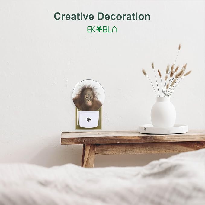 EKOBLA Monkey Night Light, Funny Ape Wildlife Night Lights Plug Into Wall with Dusk to Dawn Sensor, LED Nightlights for Bedroom, Bathroom, Gifts Ideal for Kids Teen Boys Girls Women