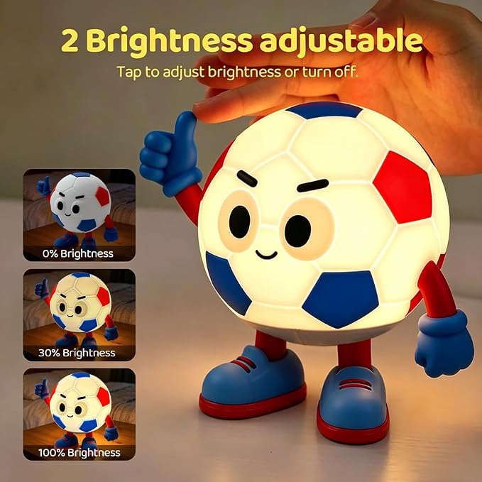 S NMT Silicone Soccer Night Light, RGB Color Changing Rechargeable Nightlight, Timing 2 Level Brightness Sleeping Table Decoration Bedside Lamp with Touch Control