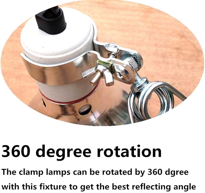 Pack of 2 Adjustable Heat Lamp Clip Stand Fixture for Reptile Heat Lamp, Flexible Reptile Dome Clamp Lamp Holder for Ceramic Heat Emitter & Reptiles Baking Heat Lamp Bulb