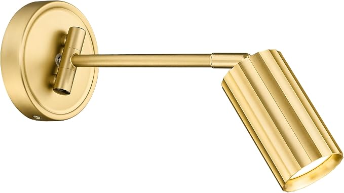 FEMILA LED Track Lighting Fixtures, Bulb Included, Brushed Gold | Swing arm wall sconce adjustable-length, GU10 base wall or ceiling mounting for study, living room, bedside