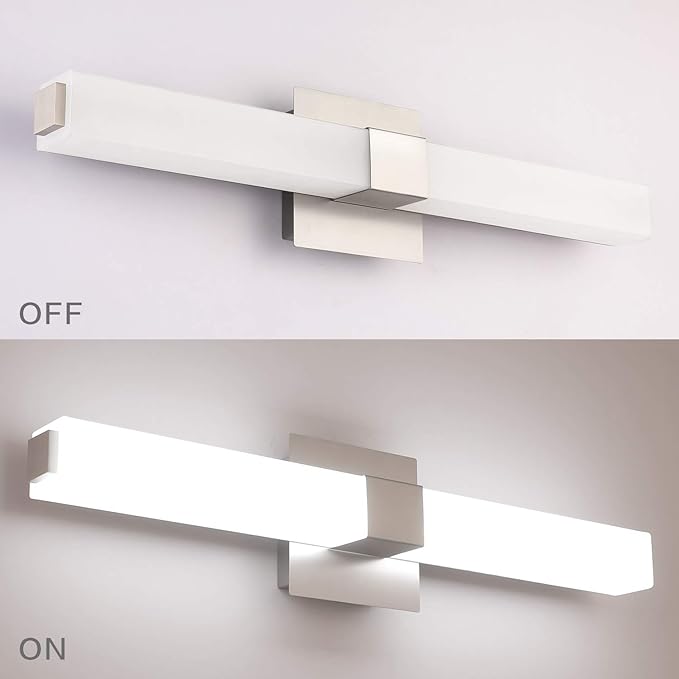ZUZITO LED Vanity Light 24.2" Frosted White Acrylic Brushed Nickel for Bathroom Vanity Lighting Fixtures Cool White 6000K