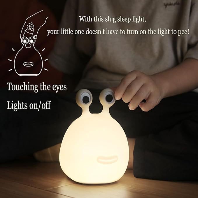 Slug Night Light, Led Portable USB Rechargeable Cute Night Light Animal Lamps with Sensor Timer Touch Lamp, Silicone for Kids Gift