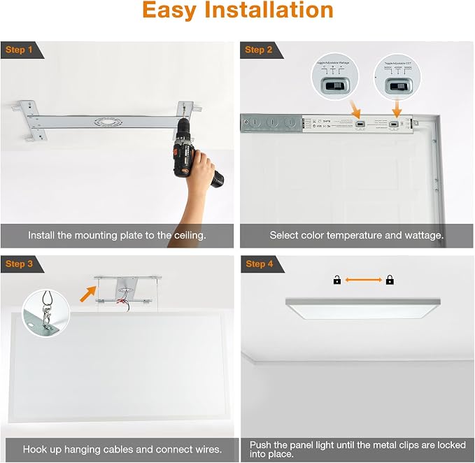 24-Pack 2x4 FT LED Flat Panel Light Surface Mount | 5000K-4000K-3000K Switchable & 0-10V Dimmable, 30W-40W-50W Selectable, ETL Listed, 100-277V, White