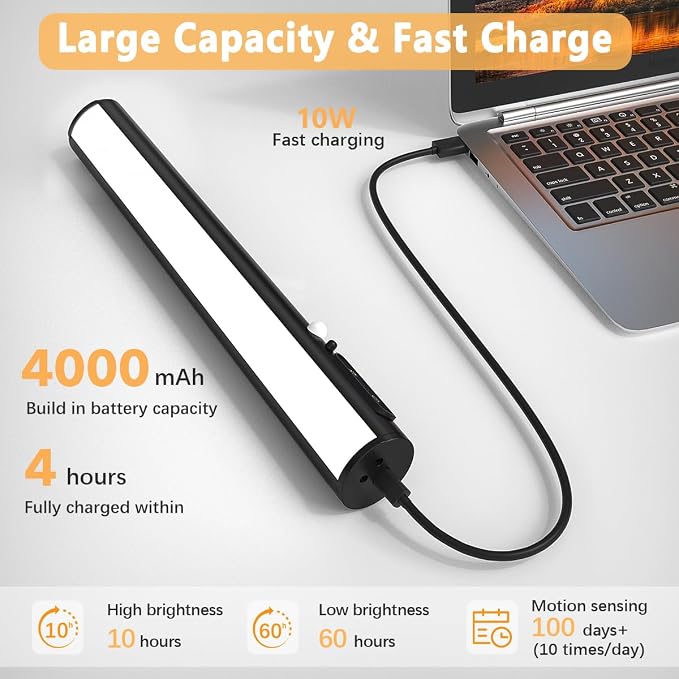 Hapfish Motion Sensor Battery Operated Wall Sconce,Wireless Picture Lights | Rechargeable Magnetic Art Lighting with Remote Control, Battery Picture Light for Wall Poster Dartboard Mirror - Black