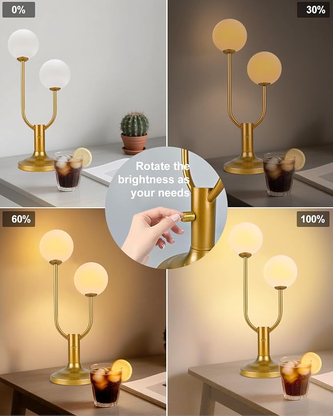 Globe Gold Table Lamp for Bedroom Gift Dimmable G9 Bulbs Included | Modern Round Ball Lamp Nightstand Desk Lamp Warmwhite Ambient Night Light Bedside Lamps for Living Room Party Home Decor Gift