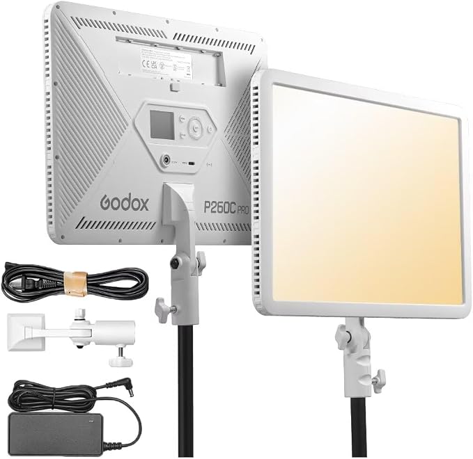 Godox P260C Pro LED Video Panel Light 45W Bi-Color 2800K- 6500K with NFC Automatic Pairing and APP Control