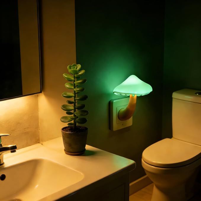 AUSAYE 4 Pack Mushroom Night Light Plug in Sensor Light, Color Changing Lamp LED Nightlights for Kids, Adults, Bedroom, Bathroom,Hallway, Stairs, Kitchen