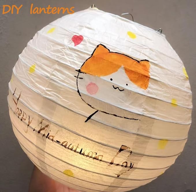 White Paper Lanterns Decorative indoor outdoor Chinese Paper Lantern Lights for Birthday, Wedding, Christmas, Bridal, Home Decor, Party Decoration(Set of 5, 12", White)