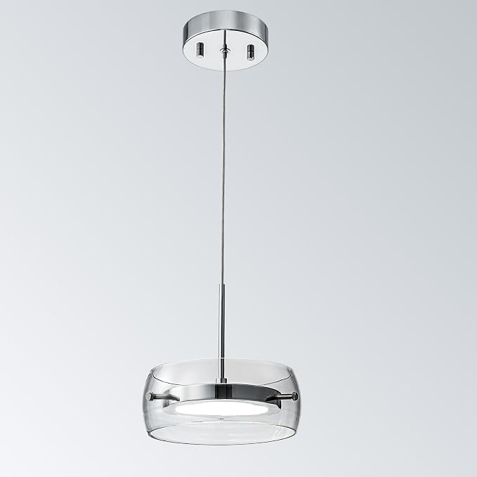 3-Modern Pendant Lights Kitchen Island, Dual-Sided LED 3-CCT Dimmable Glass Hanging Lighting Fixture, Adjustable Cable for Dining Room, Bar, Over Table, Sloped Ceiling Chrome Silver