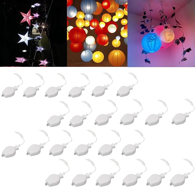 Mini LED Lantern Lights – 24 Pack Battery Operated String Lights for Paper Lanterns, Balloons, Star Decor, and Event Lighting – Warm White Glow