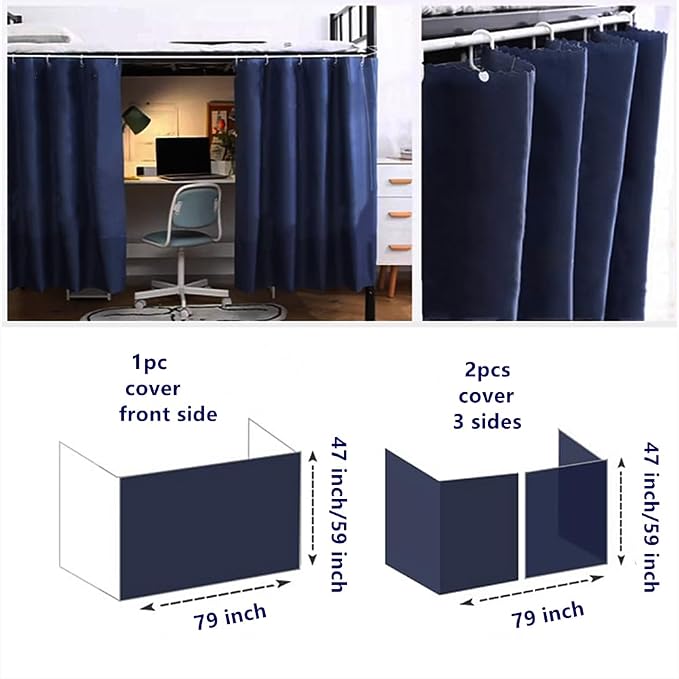 Gxi Navy Blackout Bottom Bunk Bed Curtain Single Bed Shading Decor | Privacy Canopy Loft Under Dormitory Bed Curtain,1PC