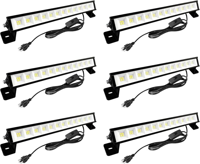 42W LED Shop Light for Garage, 4800LM 6500K Daylight, Plug in Shop Light with 4.9FT Cord & Switch, 120° Adjustable Bracket for Workshop, Basement, Utility Room (6-Pack)