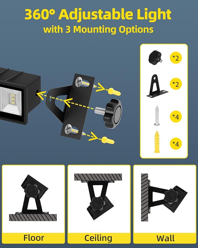 LED Shop Light 5400LM 45W Super Brighter, Plug in Garage Light with 6FT Cord and On/Off Switch, 6000K IP66 Waterproof Outdoor Work Shop Bay Lighting for Garage Workshop Warehouse Factory Yard