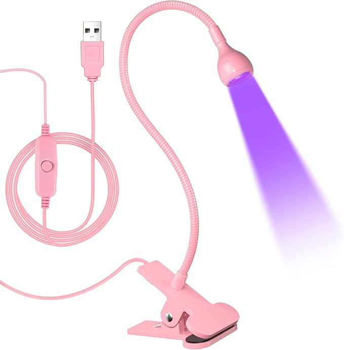 AORAEM LED Nail Lamps 3W Flexible Gooseneck Lamp Quicky Dry Nail Manicure Dryer Gel Polish Curing Light Plug Play Portable Flash Cure Light for Gel Nails Home DIY Professional Nail Tools Pink