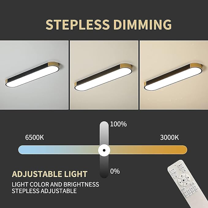 Tioolo Dimmable LED Ceiling Lights Modern Acrylic Linear LED Ceiling Lamp 2.3FT Semi Flush Mount Wraparound Shape Lighting Fixture with Remote Control for Kitchen Dining Living Room (36W/3000-6500K)