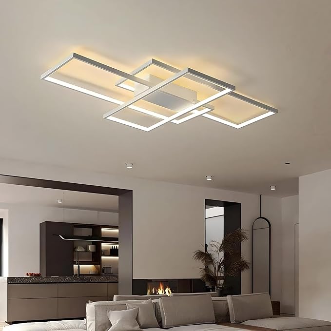 43″ 65W Modern Ceiling Light 3000-6500K Dimmable Kitchen Light Fixtures | Timer Night light Memory function Adjustable brightness color temperature Flush Mount Light Fixture remote control Bedroom