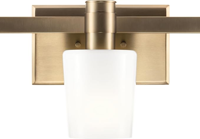 Kichler Adani 3-Light Bathroom Vanity Light, Champagne Bronze | Modern vanity light with opal glass for bathrooms and powder rooms (24" x 8.25"), 55176CPZ