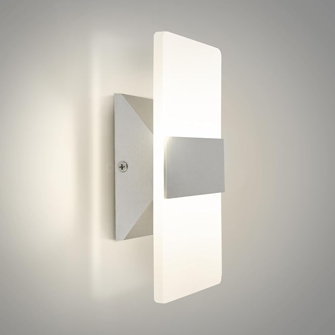 ASD 8 Inch Indoor LED Wall Sconce - 10W 2700K-5000K Dimmable Brushed Nickel Wall Sconce Lights for Living Room, Bedroom, Bathroom, Hallway - Modern Wall Sconces Hardwired, ETL Interior Light