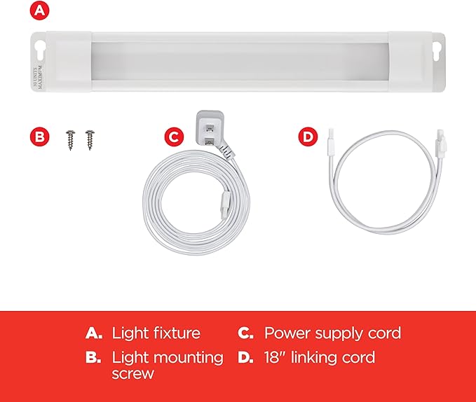 UltraPro 24 inch Plug-in Linkable Under Cabinet Lights, High/Low/Off, Warm White Light (2700K), LED Under Cabinet Lighting, Under Counter Lights for Kitchen, 44107