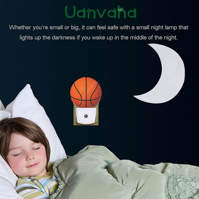 Sports Night Light Basketball Night Lamp for Boys Men Basketball Room Decor American Ball Night Lights Plug into Wall Dusk to Dawn Sensor for Birthday Christmas Gifts