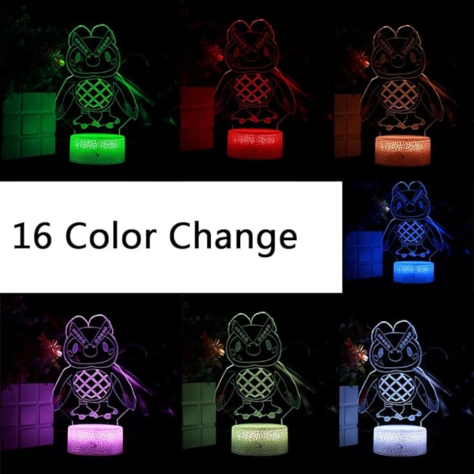3D Night Light, 16 Color Changing Cartoon USB Desk Lamp Illusion Lighting with Remote Control for Home Decor Gift for Kids.