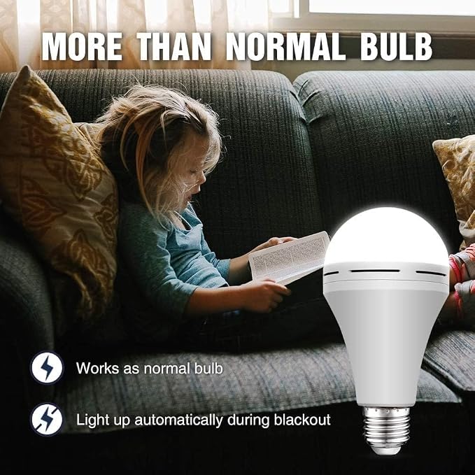 12-Pack Rechargeable Emergency 15W LED Light Bulb,Battery LED Bulbs Light 150W Equivalent for Power Outage Camping Outdoor Activity Hurricane 6000K E26 Base Emergency Lighting Bulb
