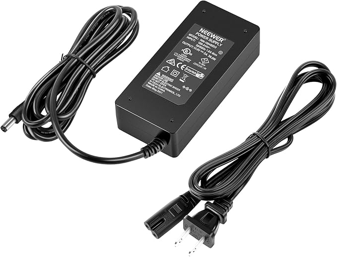 Neewer AC 100-240V to DC 12V 5A 60W Power Supply Adapter with 6.5 feet/2 Meters Power Cable Compatible with 660 960 LED Video Light and Max. 12V 5A 60W Ring Light (US Plug)