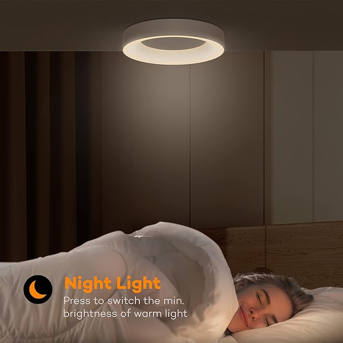 RGB Flush Mount Ceiling Light with Remote Control, 2400LM Dimmable Ceiling Light Fixture, 3000K-6500K Modern Low Profile Ceiling Lights for Bedroom Kids Room, 11in White
