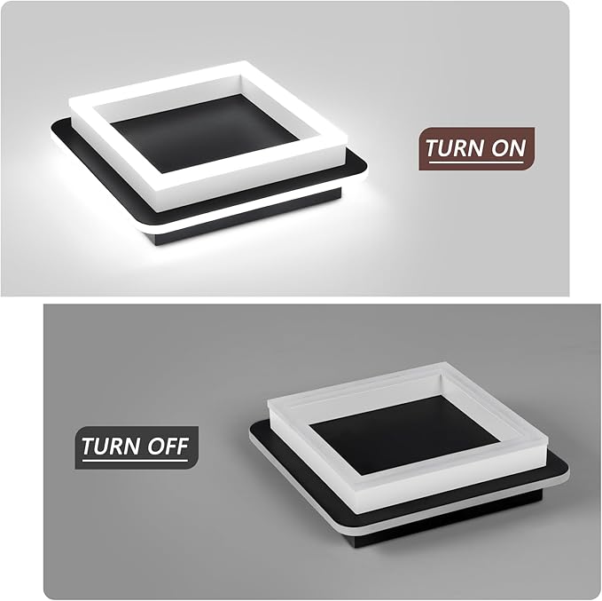 CANEOE 3 Packs Square Flush Mount Ceiling Light, 6000K Black Modern LED Ceiling Light Fixture, Minimalist Hallway Lighting Fixture Ceiling Lamp for Hallway Entryway Bedroom Balcony (Black&White)