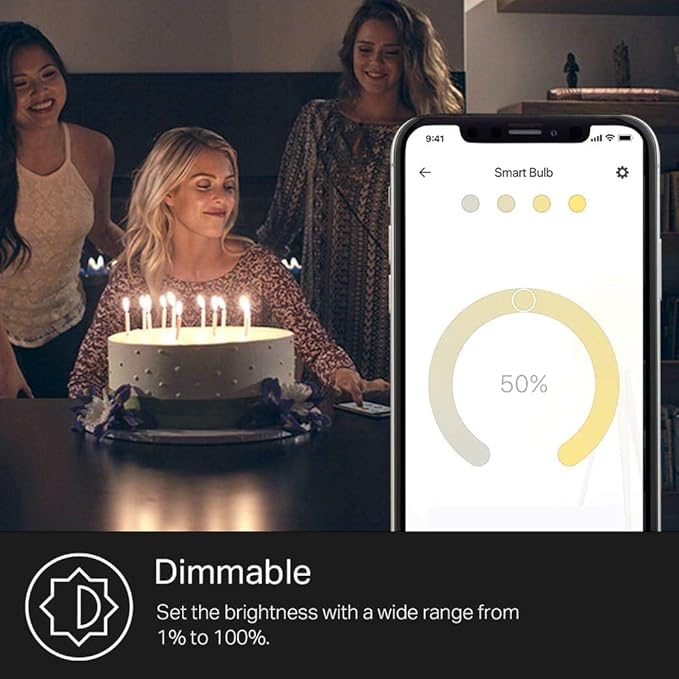 Kasa Smart Light Bulbs That Compatible with Alexa and Google Home,Dimmable Smart LED Bulb,A19,9W,800Lumens,Soft White(2700K),CRI≥90,WiFi 2.4Ghz only,No Hub Required,(KL110P4),(Pack of 48)