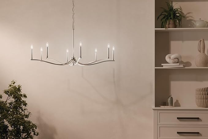 Kichler Malene 8-Light Chandelier, Updated Traditional Light in Polished Nickel, Sloped Ceiling Compatible, for Foyer, Dining Room or Living Room (25" x 52"), 52697PN