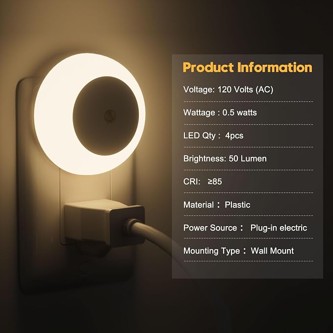 fesnne Night Light, Night Lights Plug into Wall, Dusk to Dawn Sensor Warm White Led Night Light 0.5W, 8 Pack Nightlight for Adults, Bedroom, Bathroom, Hallway, Kitchen
