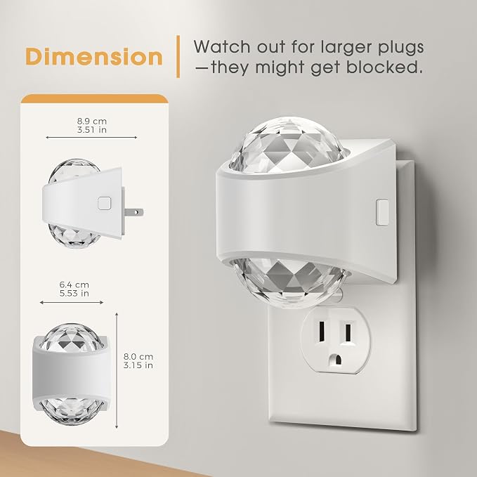Night Lights Plug into Wall, Projector Night Light 5000K Dimmable | LED Dusk to Dawn Sensor Nightlight for Bedroom, Nursery, Bathroom, Home Decor, Gaming Room, Daylight White 5000k, 2 Pack