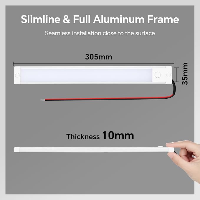acegoo RV Interior LED Light Bar 12V LED Light Strip for Motorhome Camper Trailer Kitchen Countertop Under Cabinet Lighting, Integral Dimmer Switch & Red Night Light (Nature White, 12 inch)