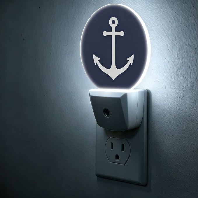 LED Night Light Anchor Night Lights Plug into Wall Auto on/Off | Marine Navigation Navy Blue Plug-in Night Light with Dusk to Dawn Sensor, Energy Saving Nightlight for Hallway Kitchen